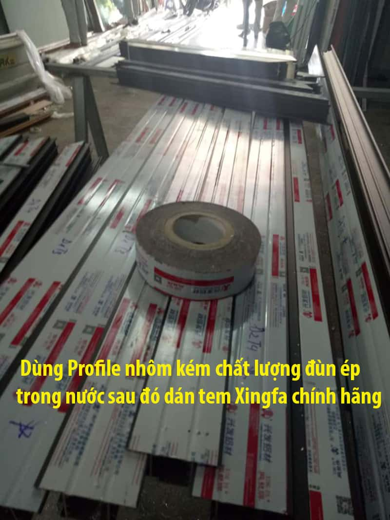 Thanh Profile nhôm nhái giả dán tem các xưởng gia công thuê đang sử dụng tràn lan hiện nay