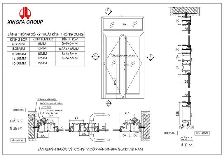 BẢN VẼ CỬA NHÔM XINGFA